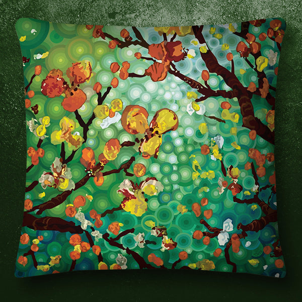 ORANGE BLOSSOMS art Throw Pillow