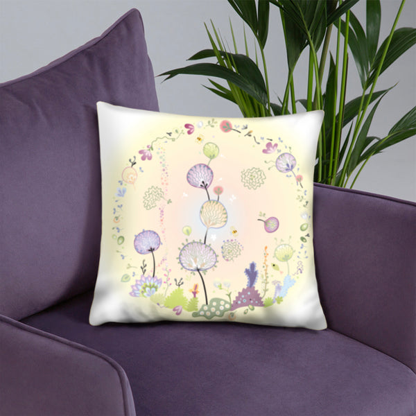 COTTON AND DANDELIONS TWO art Throw Pillows