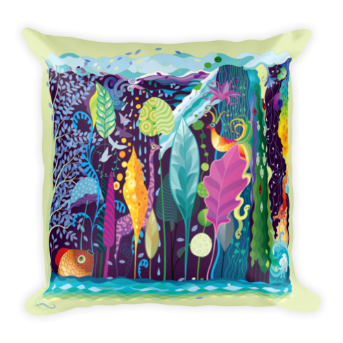 FISH FALLS art Premium Throw Pillow