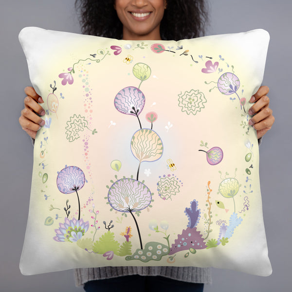COTTON AND DANDELIONS TWO art Throw Pillows