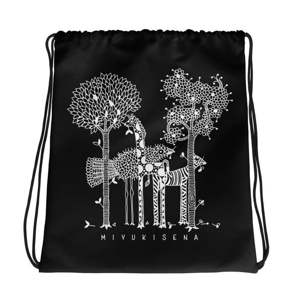 BETWEEN THE TREES art Drawstring Bag